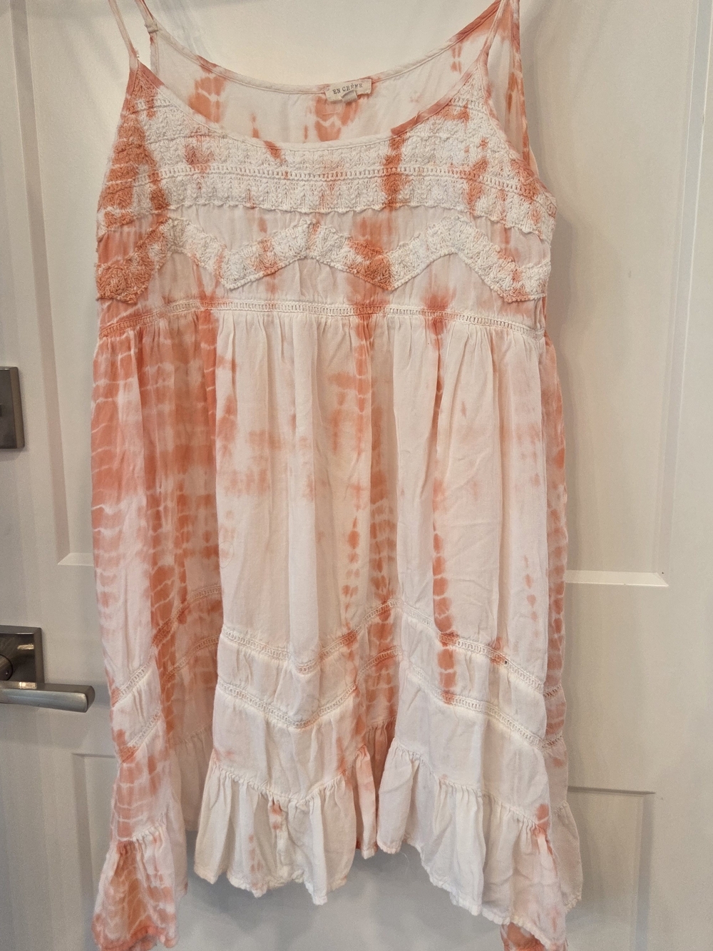 En Crème Pink Tie Dye Boho Babydoll Tank Top Women’s Medium Festival Cottagecore